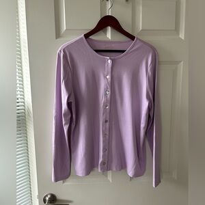 L.L. Bean Lavender Button-Up Cardigan